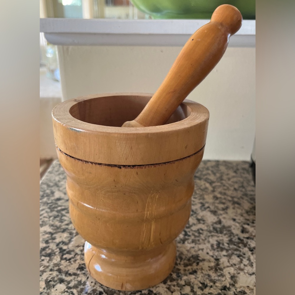 Wood Mortar & Pestle Set Brown - Made in Italy